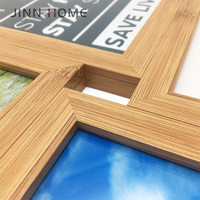 Bingkai Foto Kolase Galeri Kayu Bambu Modern Ramah Lingkungan 4pcs Jinn Home, Dapat Disesuaikan dengan Logo, Hiasan Dinding Rumah