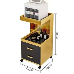 Table de salon multifonctionnelle en métal avec étagère de rangement multi-niveaux pour salon de coiffure et outils de coiffeur pour chambre à coucher - Product Image 1