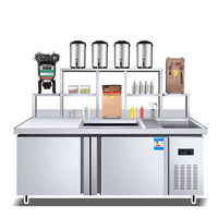 HENGZHI Comptoir Commercial Complet en Acier Inoxydable pour Bubble Tea, Machine à Boba Éclatante, Machine à Thé au Lait, Capacité 1000 Tasses