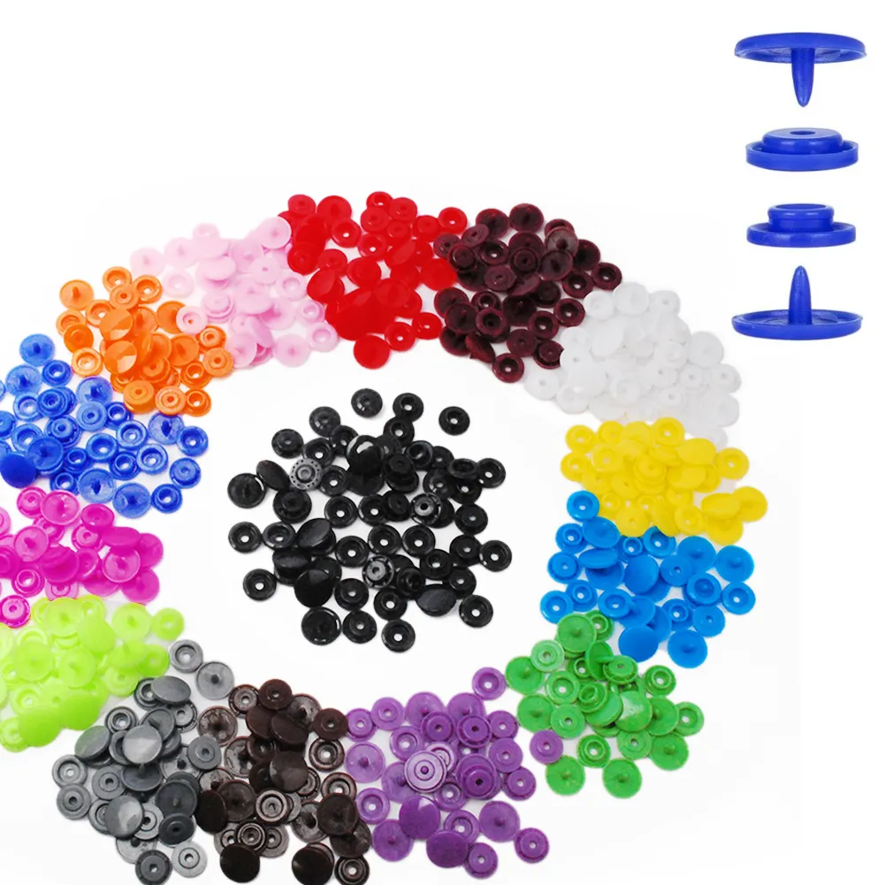 100Sets Plastic Snaps Button Fasteners Press Buckle for Quilt Cover Sheet Garment Baby Clothes DIY Accessories Round 12mm