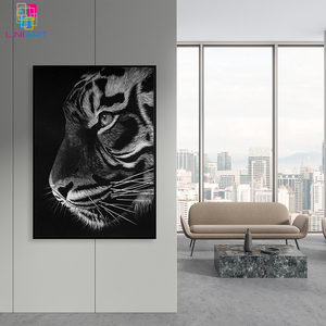 Decoración de pared UNIART, pintura en <span class=keywords><strong>lienzo</strong></span> de <span class=keywords><strong>tigre</strong></span> blanco y negro, carteles modernos de animales e impresiones, Cuadros, cuadro de pared, decoración del hogar para sala de estar - Product Image 3