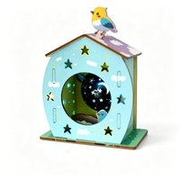 Jouets d'ingénierie en bois personnalisés Montessori, lampe de projection LED faite à la main, circuit imprimé, modèle de maison d'oiseaux ciel étoilé, ornement