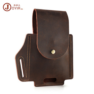 Bolso de cintura para teléfono móvil de cuero genuino para hombre con cinturón, diseño retro para uso diario - Product Image 5