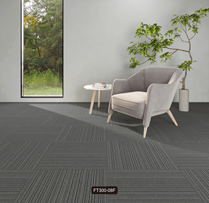 Dalles de moquette de bureau modernes de luxe en polypropylène, design carré, à poils ras et bouclés, motif puzzle - Product Image 3