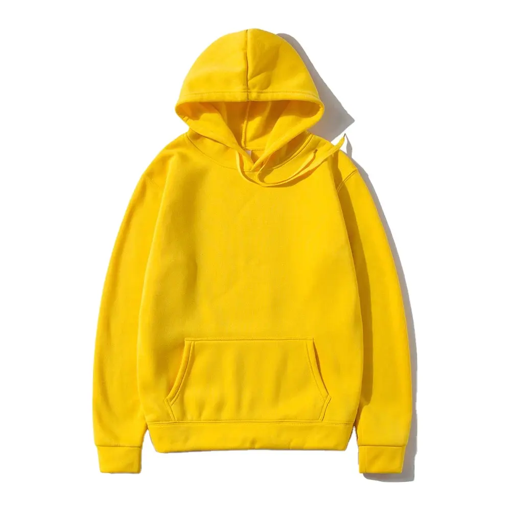 Hoodie Sweatshirt Lengan Panjang dengan Dua Kantong Besar Logo Kustom Polos Kapas Bulu Pullover Hoodie Kebesaran