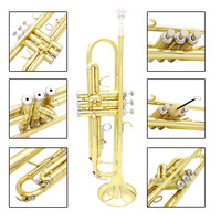 Hot Sale Bb-key Wind Instruments Professional Trumpet Brass Material Gold Color Trumpet with Case