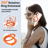 Étui de téléphone magnétique multifonction en métal avec cadre d'objectif pour iPhone 17, coque transparente antichoc et anti-chute avec support rotatif