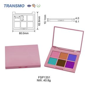 บรรจุภัณฑ์บลัชออนแบบใช้ซ้ำได้หลายสี บรรจุภัณฑ์อายแชโดว์สีชมพู 6 สี พาเลทอายแชโดว์เปล่าพร้อมกระจก - Product Image 2