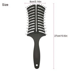 Poignée de revêtement en caoutchouc de marque privée, Long et épais, en Nylon, trou de ventilation, brosse à cheveux, barbe à cheveux incurvée - Product Image 3