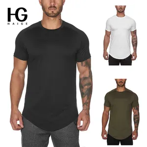 Yeni spor T Shirt Logo ile erkekler kısa kollu koşu streç rahat açık erkekler spor dikişsiz gömme spor Tee gömlek