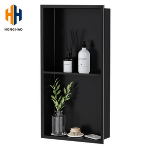 <span class=keywords><strong>Niche</strong></span> <span class=keywords><strong>de</strong></span> douche murale d'angle en acier inoxydable <span class=keywords><strong>de</strong></span> style moderne personnalisée avec éclairage LED, étagère encastrée à trois niveaux, écologique - Product Image 6