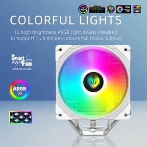 พัดลมระบายความร้อนซีพียู <span class=keywords><strong>COOLMOON</strong></span> คุณภาพสูงแบบขายส่ง 4 ฮีทไปป์ ทองแดง รุ่น AS400 ARGB PWM สำหรับคอมพิวเตอร์ AMD TDP130W และ INTEL พร้อมไฟ <span class=keywords><strong>RGB</strong></span> - Product Image 5