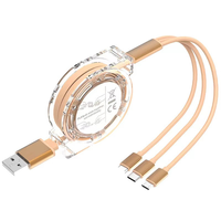 Cable DE DATOS retráctil cargador multiteléfono OEM al por mayor Ios tipo C Micro Usb 3 en 1 Cable de carga rápida Universal