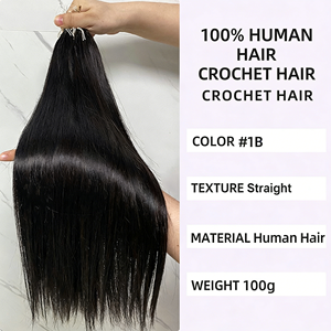 Perruque d'extension capillaire au crochet transfrontalière européenne et américaine, cheveux raides, permable, modèle # 1b Fabricant Vente en Gros Directe - Product Image 5
