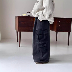 Nouveau Jean <span class=keywords><strong>Cargo</strong></span> Ample en Coton Doublé Polaire pour Enfants 2026, Style Coréen, Pantalon Long Droit et Ample pour Garçons - Product Image 2