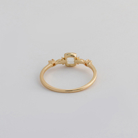 Bague émotionnelle en argent sterling 925 plaqué or 14 carats pierre gemme géométrique carré cristal de roche blanc opale australienne naturelle