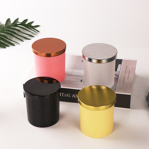 YX Factory Matte Black Glass Empty Unique Luxury Home Decor Candle Jars containers with Wooden Lid