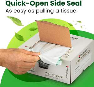 Grand sac poubelle de 13 gallons de hauteur avec cordon de serrage 100% sac poubelle recyclé post-consommation sac poubelle pour cuisine bureau - Product Image 4