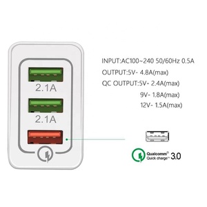Laimoda UE nos macho QC 3,0 USB de 3 puertos de adaptador cargador de pared para iPhone Samsung Xiaomi teléfono móvil - Product Image 2