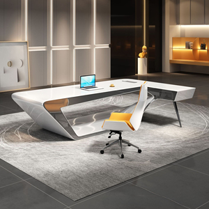 Mdf Glossy cong điều hành Bàn văn phòng thiết kế sang trọng thiết kế tùy chỉnh kích thước Trắng CEO bàn điều hành - Product Image 4