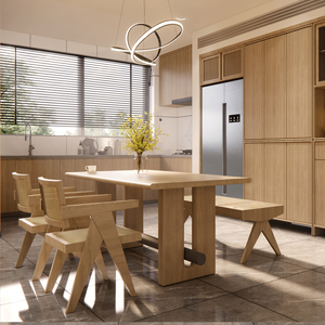 Nordic moderno minimalista domestico scrivania in legno di cera bianca sala da pranzo <span class=keywords><strong>tavolo</strong></span> da pranzo <span class=keywords><strong>rettangolare</strong></span> e sedia - Product Image 1