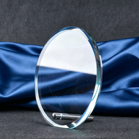 Trophée en verre rond en gros à prix abordable, plaque de récompense en cristal avec support métallique, prix compétitif
