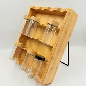Estante para especias de bambú con 16 compartimentos, plegable, hermético, organizador de cocina con tapas para almacenar condimentos - Product Image 1
