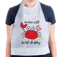 Bavoirs de fruits de mer pour adultes de restaurant imperméables personnalisés tablier de homard en plastique PE jetables en poly bavoir pour restaurant