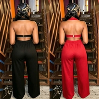 Ensemble décontracté femme : Gilet sans manches à œillets et patchwork, pantalon ample à jambe large, noir et rouge, vente en gros, personnalisable