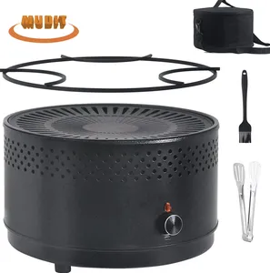 MUDIT-Parrilla de carbón portátil para barbacoa, parrilla compacta ligera con ventilador incorporado, sin humo, con bolsa de lona portátil