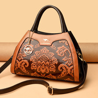 Tas Tangan Wanita Kecil Berkualitas Tinggi Premium PU Cetak Elegan Tas Selempang untuk Wanita Paruh Baya dan Lansia Tas Hadiah