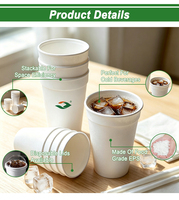 Gobelet en mousse EPS de 12 oz, gobelet isotherme jetable en polystyrène pour smoothies froids, vente en gros