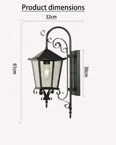 Lampe murale extérieure de jardin rétro noire de grande taille E27, étanche, lampe murale LED rétro pour villa, cour, couloir - Product Image 3