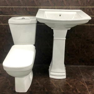 Двойной/одинарный смыв из двух частей, шкафчик для воды и цистерна, сиденье для унитаза, керамическая санитарная посуда с подставкой для умывальника, набор - Product Image 2