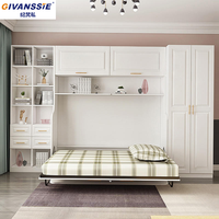 Lit escamotable mural avec armoire intégrée, design moderne, durable, en bois massif, rotatif et invisible