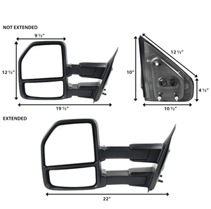 Rétroviseurs de remorquage XMAXVISION pour F150 2004-2006 avec feux de signalisation LED, chauffants électriquement, neufs, noirs, garantie 1 an - Product Image 1