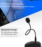 Microphone à col de cygne filaire avec prise 6,35 mm, microphone de conférence filaire professionnel pour ordinateur de bureau, microphone capacitif pour discours scolaire, flexible