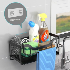 Support de <span class=keywords><strong>rangement</strong></span> mural sans perçage pour évier de cuisine en métal, organisateur de comptoir pour éponges et chiffons – Offre Spéciale - Product Image 3