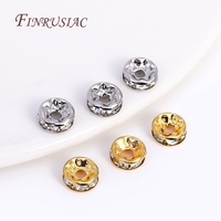 Lot de 50 perles rondelles en zircon plaqué or 18 carats de 4/6/8 mm pour la fabrication de bracelets, perles intercalaires lâches, accessoires
