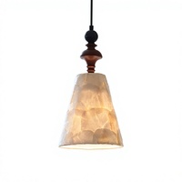 Lampe suspendue en bois, luminaire suspendu en forme de coquille, douille E27, lampe d'ambiance chaude pour chambre à coucher, salle à manger