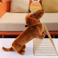 Jouet en peluche adorable de 37 cm, simulation de chien teckel debout, animal en peluche