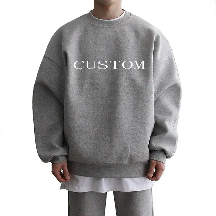 OEM custom print crewneck heavyweight cotton oversize pullover cheap men's sweatshirt