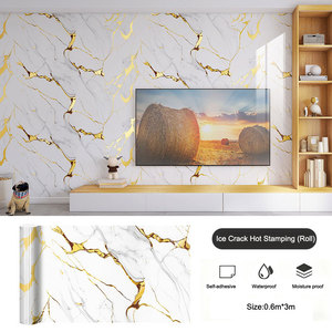 Autoadesiva lamina d'oro a caldo rotolo adesivi per piastrelle impermeabili a prova di umidità per bagno soggiorno decorazione della parete - Product Image 1