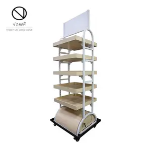 Brood Display Rack Met Wielen Magnetronstandaard Met Opslag Bakkerij Rekken