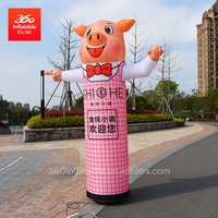 Danseur de bienvenue de cochon gonflable de dessin animé, bras extérieur, danseur d'air ondulé, publicitaire, danseur de ciel de cochon de dessin animé gonflable