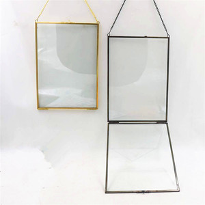 <span class=keywords><strong>Cadre</strong></span> photo Vintage en laiton Antique à suspendre, Double face, verre métallique, décoration de la maison - Product Image 2
