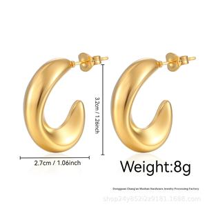 Boucles d'oreilles creuses en acier inoxydable plaqué or 18 carats exclusives pour femmes Trendy Luxury 18K Oval Drop Geometric Cross-Border <span class=keywords><strong>Design</strong></span> - Product Image 6