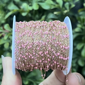 NUOVO Catenina a <span class=keywords><strong>Rosario</strong></span> Personalizzabile in Acciaio Inossidabile con Perline a Sfera Smaltate Glitterate e Catenina Piatta a Cavo, Vendita all'Ingrosso in Rotoli - Product Image 1