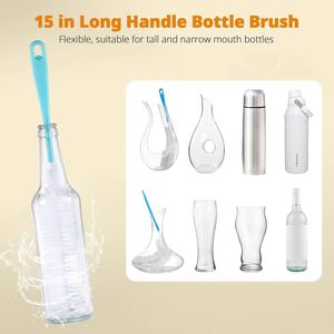 5 Pack 5-in-1 Plastic Bottle <b>Brush</b> Set 15" <b>Long</b> <b>Handle</b> Removable Nipple Detail <b>Brushes</b> for Water Bottles/Cups - Product Image 4