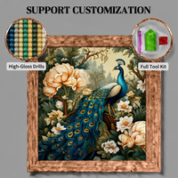 SONGWOO ART Artisanat d'art, Peinture au diamant 5D personnalisable, motif Paon, Kit de broderie diamant DIY